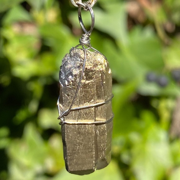 Pyrite Wire-Wrapped Pendant Necklace